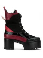 Andrea Bogosian Patent Panelled Platform Boots - Black