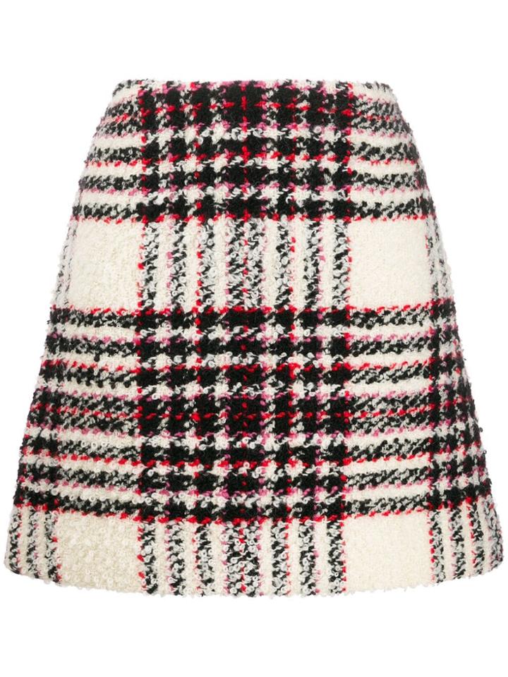 Tory Burch Checked A-line Skirt - White