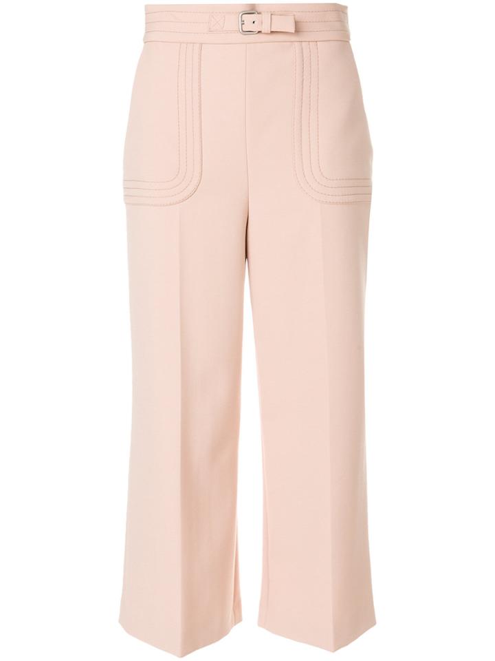 Red Valentino High-waisted Cropped Trousers - Pink & Purple