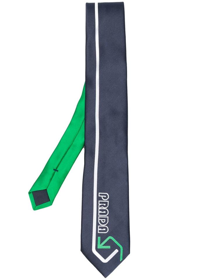 Prada Logo Design Tie - Blue