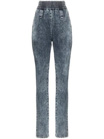 Miu Miu High-waisted Elasticated Cuff Jeans - F0008 Bleu