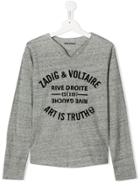 Zadig & Voltaire Kids Boxo Graphic Long-sleeve Top - Grey