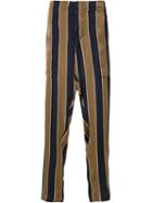 Uma Wang - Striped Drop-crotch Trousers - Men - Viscose - S, Brown, Viscose