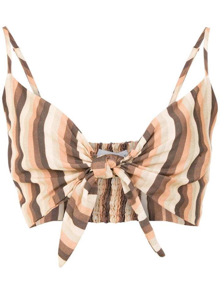 Amir Slama Striped Cropped Top - Brown