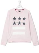 Tommy Hilfiger Junior - Star And Stripe Print Sweatshirt - Kids - Cotton/polyester - 16 Yrs, Pink/purple