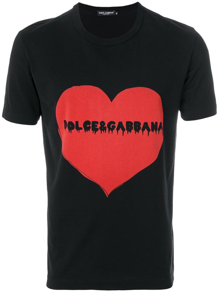 Dolce & Gabbana Bleeding Logo Heart T-shirt - Black