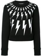 Neil Barrett - Lightning Embroidered Sweater - Women - Cotton/polyurethane/spandex/elastane/viscose - S, Black, Cotton/polyurethane/spandex/elastane/viscose