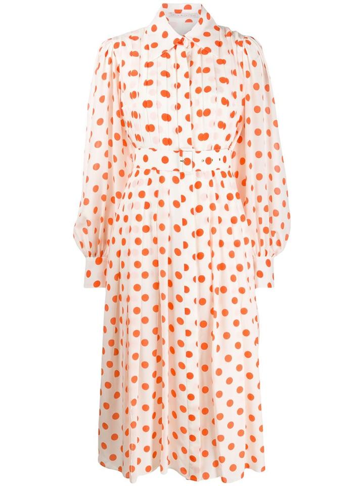 Emilia Wickstead Pleated Polka Dot Shirt Dress - White