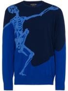 Alexander Mcqueen Blue Wool Dancing Skeleton Jumper