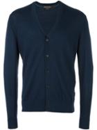 Michael Kors V-neck Cardigan, Men's, Size: Large, Blue, Merino