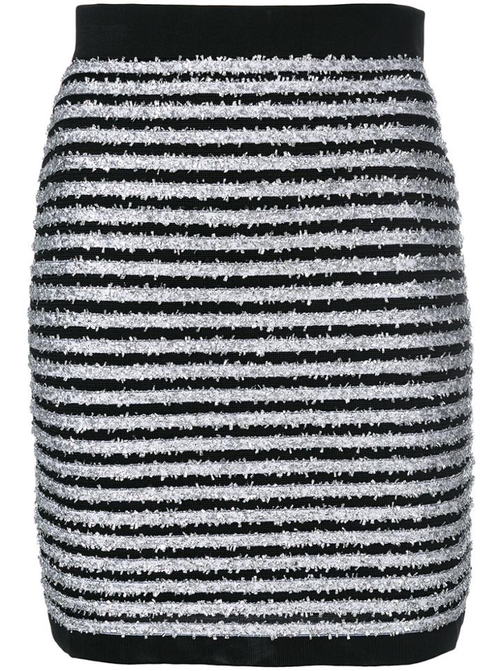 Balmain Striped Knit Mini Skirt - Black