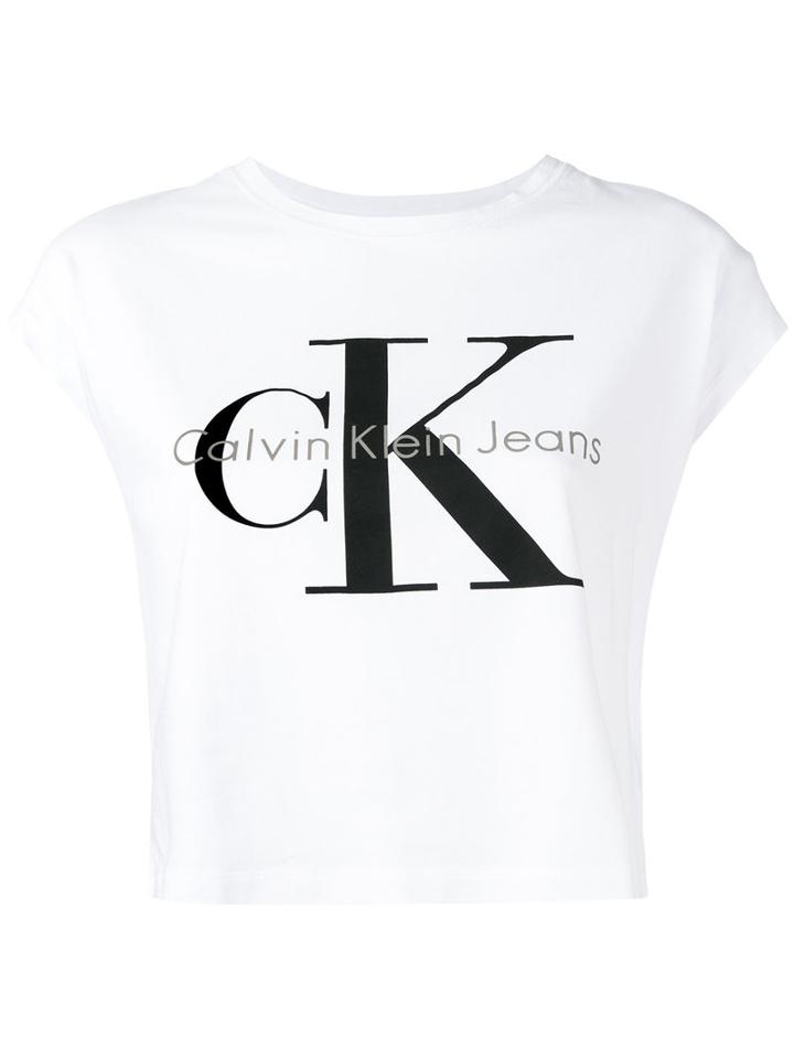 Calvin Klein Jeans - Logo T-shirt - Women - Cotton - L, White, Cotton