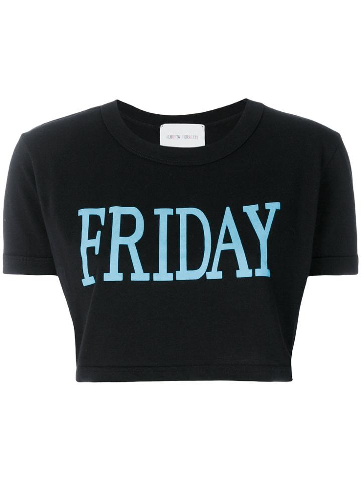 Alberta Ferretti Friday Print Cropped T-shirt - Black