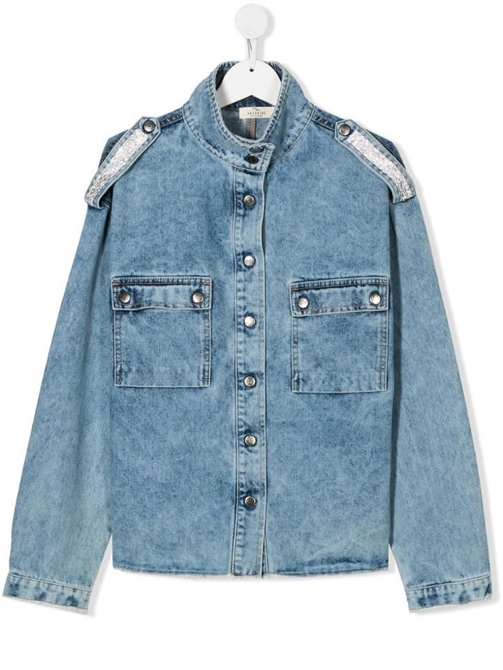 Andorine Teen Glitter-embellished Denim Shirt - Blue