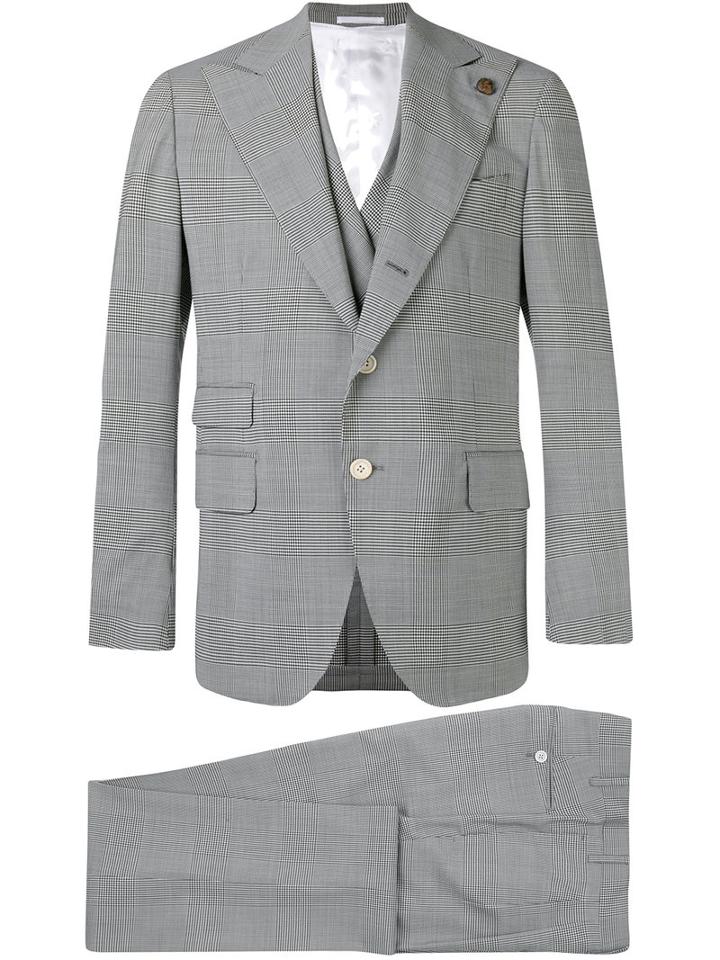 Gabriele Pasini - Embroidered Checked Suit - Men - Polyamide/spandex/elastane/cupro/wool - 48, Grey, Polyamide/spandex/elastane/cupro/wool