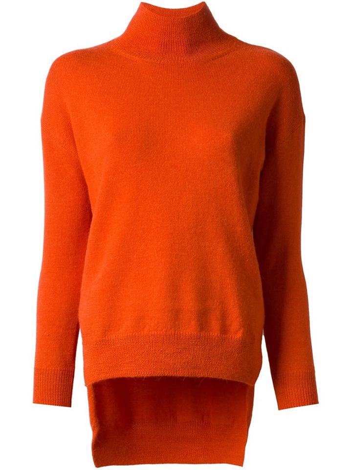 Cédric Charlier High-low Sweater, Women's, Size: 40, Yellow/orange, Wool/alpaca