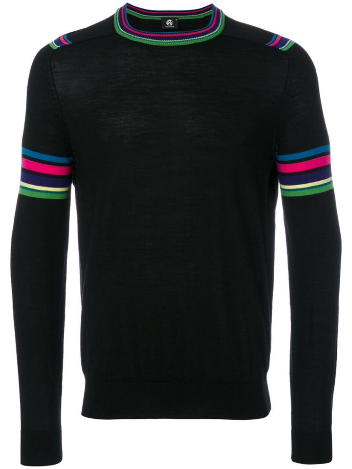 Ps By Paul Smith Multicolour Stripe Sleeve Sweater - Black