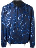 Versace Baroque Hooded Jacket, Men's, Size: 46, Blue, Cotton/polyester