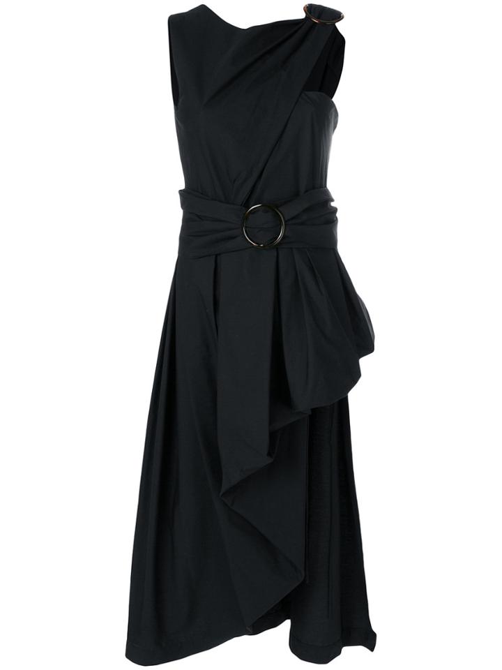 Isa Arfen Asymmetric Draped Top - Black