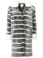Urbancode Faux Fur Striped Coat - Grey
