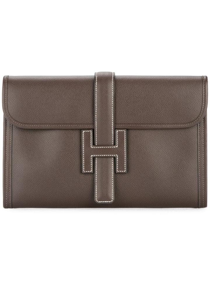 Hermès Vintage Jige Pm H Lohos Clutch Hand Bag - Brown