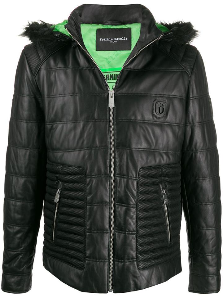 Frankie Morello Quilted Leather Jacket - Black