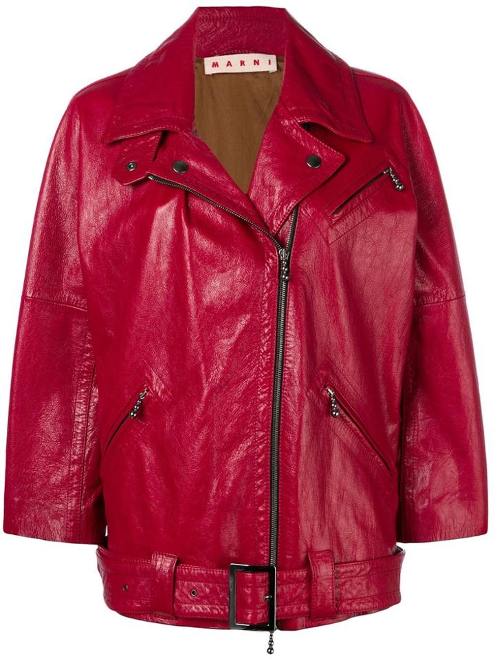 Marni Zipped Biker Jacket - Red