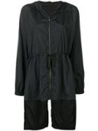 Federica Tosi Stripe Detail Hooded Raincoat - Black