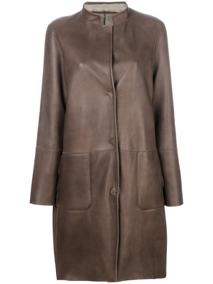 Manzoni 24 - Panelled Coat - Women - Lamb Skin/lamb Fur - 46, Brown, Lamb Skin/lamb Fur