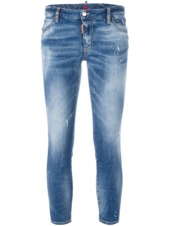 Dsquared2 'twiggy' Medium Waist Jeans, Women's, Size: 44, Blue, Polyester/cotton/spandex/elastane