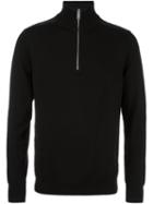 Burberry Zipped Collar Jumper, Men's, Size: Medium, Black, Merino