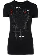 Versace Medusa Head Embroidered T-shirt, Women's, Size: 40, Black, Viscose/spandex/elastane