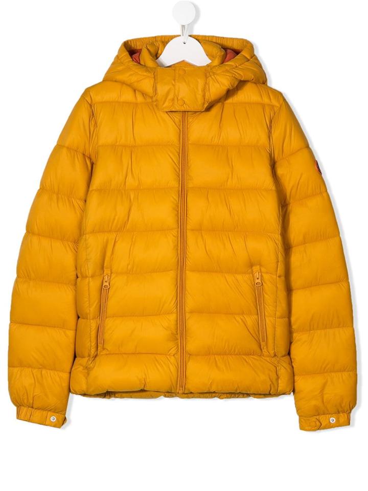 Save The Duck Kids Teen Hooded Down Jacket - Yellow & Orange