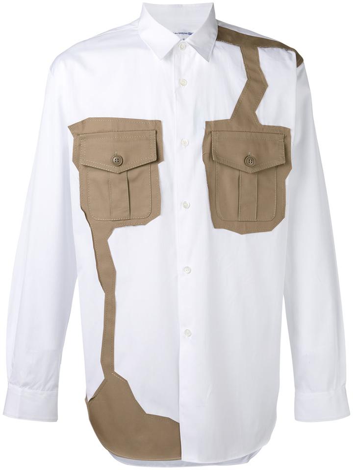 Comme Des Garçons Shirt Contrast Patch Shirt, Men's, Size: Xl, White, Cotton