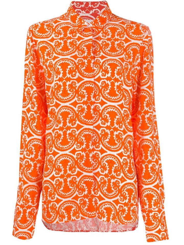 Jil Sander Geometric Printed Longline Shirt - Orange