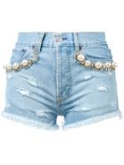 Forte Couture - California Pearl Shorts - Women - Cotton/pearls/brass - 29, Blue, Cotton/pearls/brass
