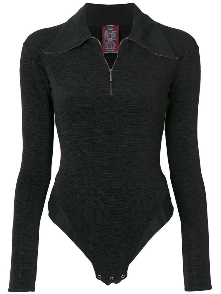 John Galliano Pre-owned Polo Zipped Bodysuit - Black