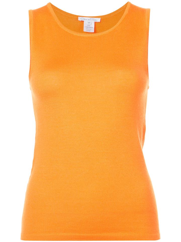 Oscar De La Renta Fitted Vest Top - Yellow & Orange