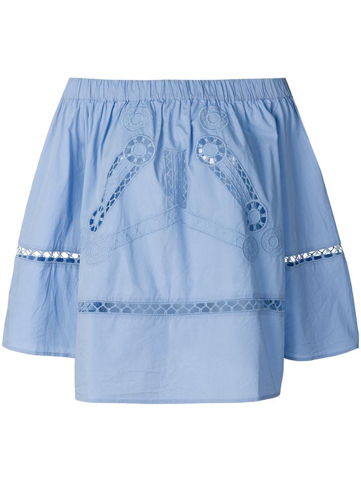 Semicouture Embroidered Off The Shoulder Blouse - Blue