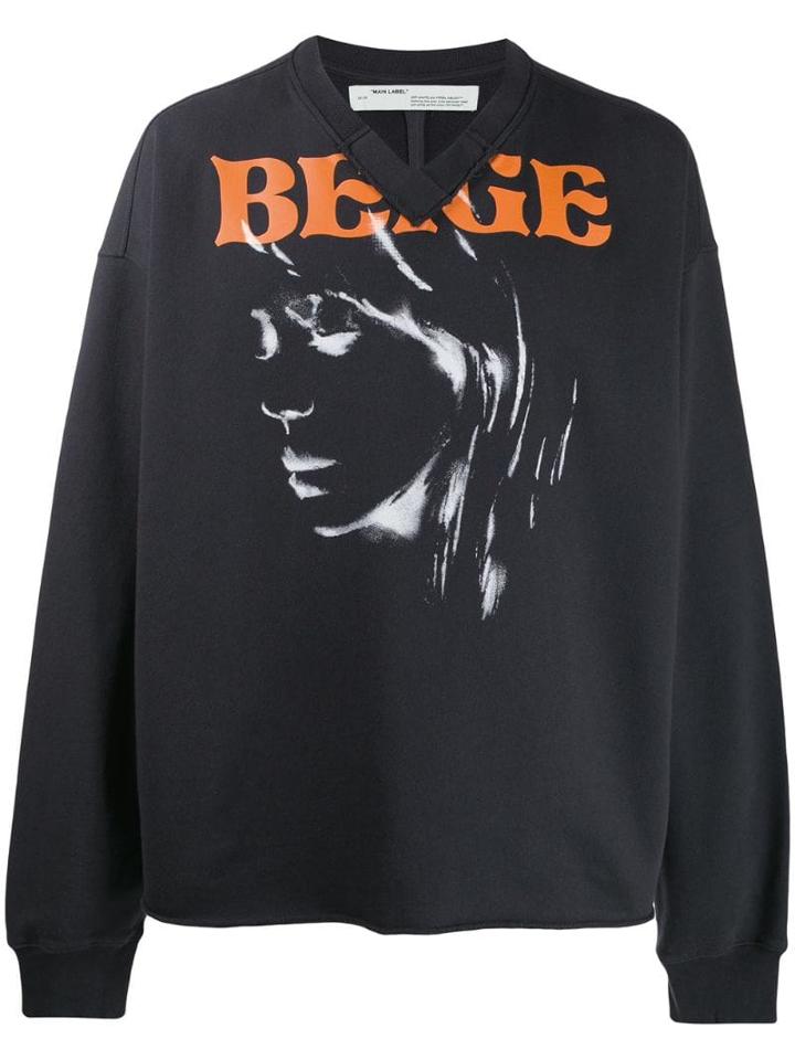 Off-white Printed V-neck Sweatshirt - Black