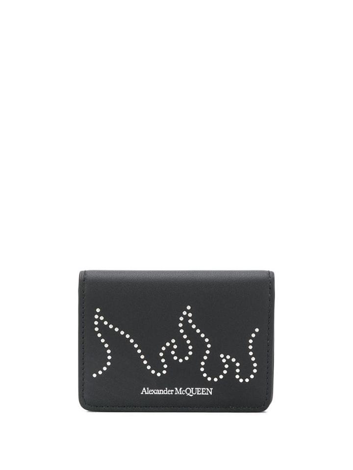Alexander Mcqueen Studded Flame Card Holder - Black
