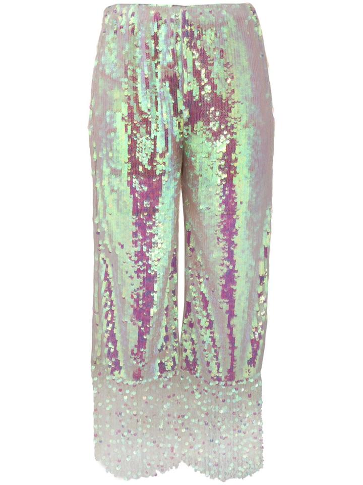 Circus Hotel Iridescent Cropped Trousers - White