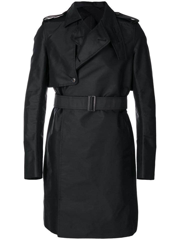 Rick Owens Asymmetric Trench Coat - Black