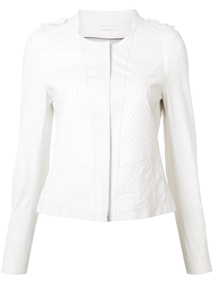 Sylvie Schimmel Paneled Collarless Biker Jacket - White