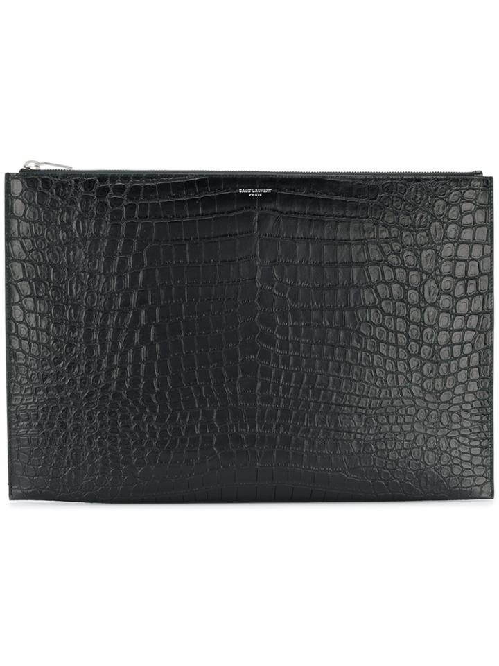 Saint Laurent Monogram Zipped Clutch - Black