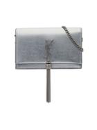 Saint Laurent Metallic Silver Kate Chain Wallet Leather Bag