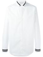 Neil Barrett Striped Trim Shirt, Men's, Size: 41, White, Cotton