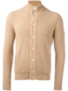 Barba Ribbed High Neck Cardigan, Men's, Size: 54, Nude/neutrals, Cashmere