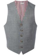 Thom Browne Striped Lateral Waistcoat, Men's, Size: 1, Grey, Wool/cupro