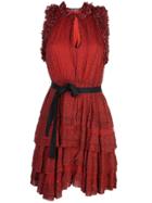 Jason Wu Floral Print Ruffle Dress - Red